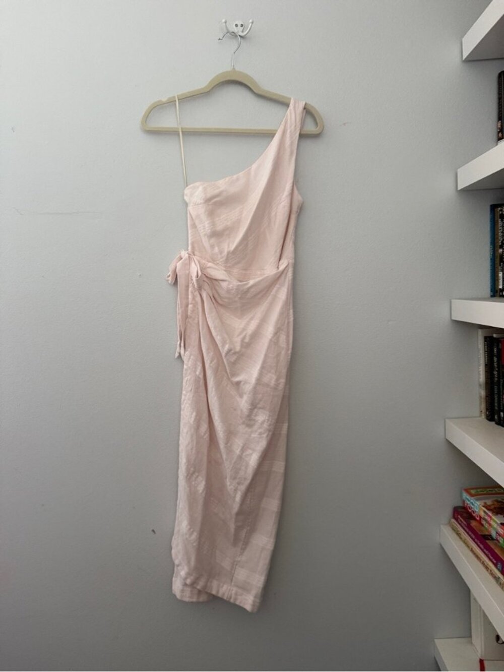 Free People At Leisure Midi Wrap Dress One Shoulder Pink Size XS NWT - Picture 5 of 12
